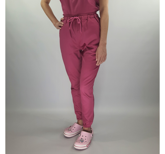 Spodnie medyczne ze ściągaczem OHIO różowe