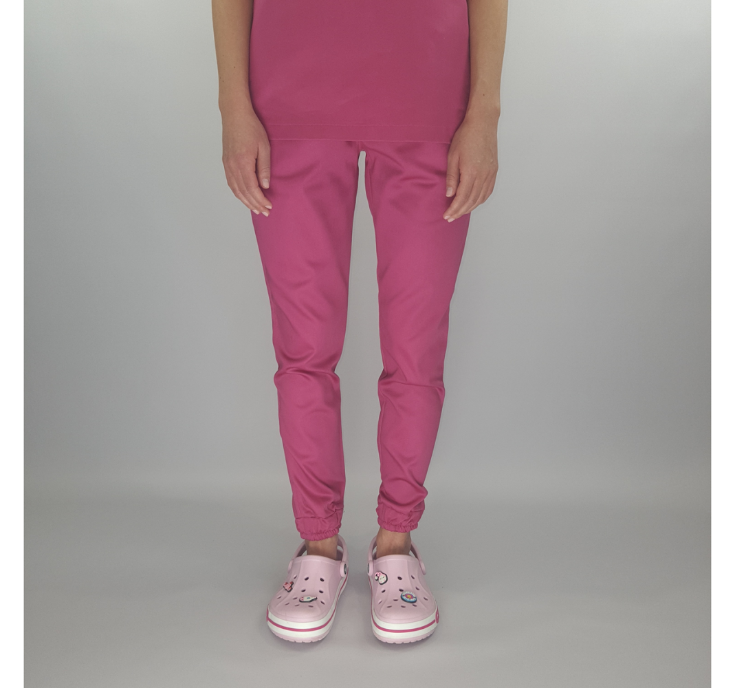 Spodnie medyczne ze ściągaczem OHIO różowe