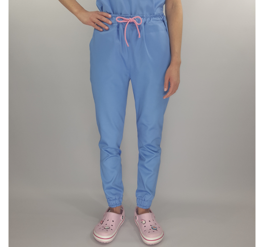 Spodnie medyczne ze ściągaczem OHIO błękitne