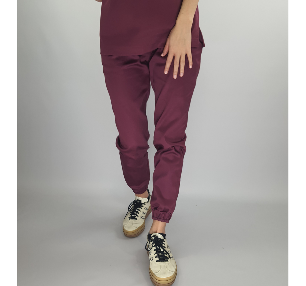 Spodnie medyczne ze ściągaczem OHIO bordowe