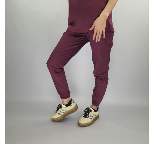 Spodnie medyczne ze ściągaczem OHIO bordowe