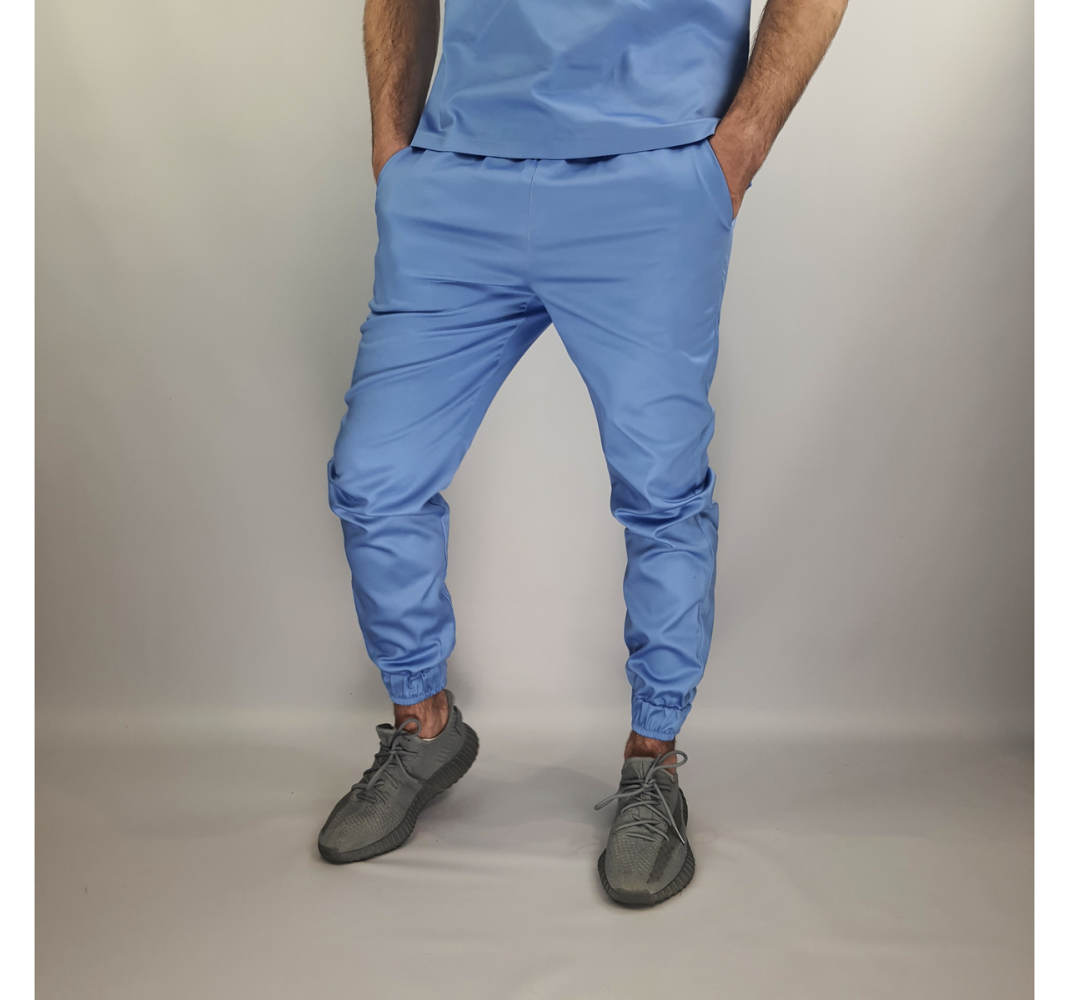 Spodnie medyczne ze ściągaczem BANGKOK błękitne