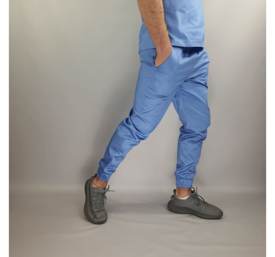 Spodnie medyczne ze ściągaczem BANGKOK błękitne
