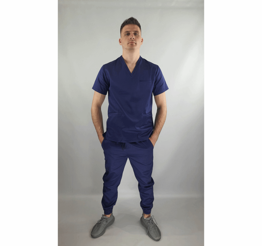 Spodnie medyczne ze ściągaczem BANGKOK granatowe